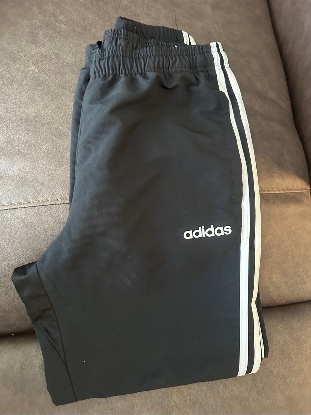 🔥 adidas Men’s Black WindBreaker Joggers with White Side Stripes